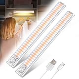 Schrankbeleuchtung mit Bewegungsmelder 120 LED Schranklicht USB 4 Modis Schrankleuchten Wiederaufladbar dimmbar Magnetisch Kabellos geeignet für Treppe Kleiderschrank Schlafzimmer Kü