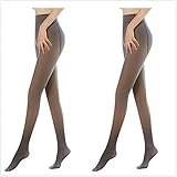 2 Stücke Damen Makellose Beine Gefälschte Durchscheinende Warme Fleece Thermo Strumpfhose Abnehmen Dehnbare Leggings Hose Strumpfhose Gefüttert (Schwarz-A, 90)