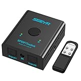 Toslink Switch SGEYR 2x1 Digital/SPDIF Optischer Audio Switch 2 In 1 Out Audio Splitter Umschalter 2 Eingänge 1 Ausgang Unterstützung 5.1CH/LPCM2.0/DTS/Dolby-AC3 für PS3 PS4 DVD-Player Xbox