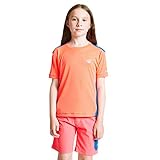 Dare 2b Kinder DKT424 P76C07 Bring It On' T-Shirts/Polos/Westen, Fiery Coral/Petrol Blue, 7-8