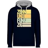 Shirtracer Geburtstagsgeschenk Geburtstag - Zehnundfünfzig - 60ter Geburtstag - 4XL - Navy Blau/Grau meliert - Spruch - JH003 - Hoodie zweifarbig und Kapuzenpullover für Herren und D