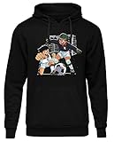 Uglyshirt89 Mario & Gregor Kapuzenpullover | Kickers Fussball Comic 90er Kult Pullover Hoodie | Schwarz (S)