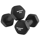 SONGMICS Kurzhanteln, 2er Set, 5 kg, Krafttraining, zu Hause, im Büro, Fitnessstudio, schwarz SYL60B