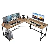 DlandHome Gaming Schreibtisch L Form Großer Eckschreibtisch Gaming Winkelschreibtisch Computertisch, Bürotisch Ecktisch Studie PC Tisch Workstation mit CPU-Ständer 150 cm + 150 cm,Eiche & Schw