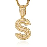 Az 26 Brief Gold Farbe Kupfer Anhänger Charms Strass Halskette Hip Pop Punkhalsketten   Armbänder Schmuck Für Frauen Männer Geschenk Ns149-S