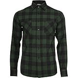 Urban Classics Herren Checked Flanell Shirt TB297, Mehrfarbig (Blk/Forest), L EU