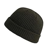 SDER Strickmütze, Unisex, kalt, Winter, warm, modisch, gefüttert, wild in einfarbig, lässig, modisch, aus Strick, Hip-Hop, Wollmütze, klassisch, schlicht, Armee grün, O