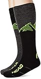 HEAD Unisex-Adult Mountain Graphic Kneehigh Ski (2 Pack) Skiing Socks, Black/Grey/Yellow, 35/38 (2er Pack)