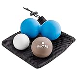 Navaris Peanut Duo Ball und Massageball Set - 2x Lacrosse Ball 1x Duoball - Faszienball zur Massage von Nacken Schulter Rücken - mit B