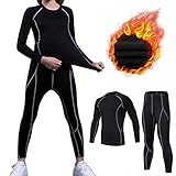 TBoonor Thermounterwäsche Kinder Skiunterwäsche Winter Set Sport Thermoaktiv Atmungsaktiv Funktionswäsche Sportunterwäsche Set Fußball Junge Thermounterhemd Thermounterhose fü