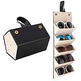 MoKo Brillenorganizer Brillenaufbewahrung/Präsentation, Reisen Sonnenbrillen Brillenbox zur Aufbewahrung von 5 Brillen, Tragbar Brillenetui für Damen Herren - Schw