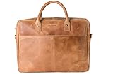 HOLZRICHTER Berlin - Briefcase (M) Premium Aktentasche aus Leder - Handgefertigte Große Laptoptasche - Ledertasche für Herren und Damen - Camel-b