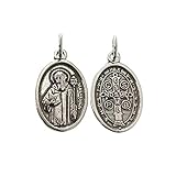 San Judas Tadeo Medaille Silber Gesetz 925m Unisex 2 cm. Ovale Doppelgesicht realistische D