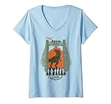 Damen Jurassic World: Camp Cretaceous Park Gate Silhouette T-Shirt mit V