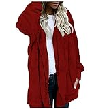 LIEIKIC Damen Plüschjacke Große Größen Teddyjacke Kuschelige Sweatjacke mit Teddyfutter Fleecejacke Teddy Flauschige Jacke mit Fell Teddyplüsch Jacke Warm Plüschmantel Einfarbig Grau S-5XL