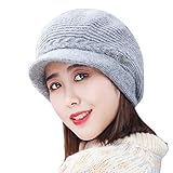 ZWXIN Frauen Hut im Winter Skullies Mützen Strickmützen Kaninchenfell für Mode (D)