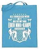 shirt-o-magic MMA: Nett, außer bei MMA-Kampf - Jutebeutel (mit langen Henkeln) -38cm-42cm-Hellb