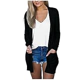 Damenjacken Winter Solide V-Ausschnitt Strickjacke Langarm Manteltaschen Oberbekleidung Steppmantel Damen Sweatshirt Langarm Winterjacke lang warm Sweatshirt B