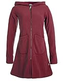 Vishes - Alternative Bekleidung - Einfarbiger Eco Fleecemantel mit Kapuze dunkelrot 46