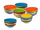 Spetebo Porzellan Müslischale bunt 13x7 cm - 6er Set - Müslischüssel Dessertschale Obstschale Schale Schüssel 110