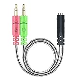 MillSO 3,5mm Klinke Adapter - Y Splitter Audio Kabel mit Separater Mikrofon und Kopfhörer Stecker für PC, PS4 Gaming Headset - 20CM Schw