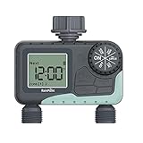 Rain Point Bewässerungscomputer mit 2 Unabhängig Gesteuerten Ausgängen, Einfache & Schnelle Automatische/Manuell Bewässerungssteuerung, Garten Bewässerungsuhr mit LCD-Display