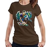 VINTRO Neymar Barcelona FC Damen T-Shirt Original Portrait von Sidney Maurer Professionell bedruckt Gr. XL, dark