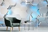 Art Murals Fototapete Vinyl 3D Grafik 360х240 cm Modisches Design Tapete Zukunft Metallic Waben Silber Grafik Home D