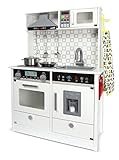 Leomark White MODERN Spielküche aus Holz - Weiße Farbe - Kinderküche mit Zubehör, Electric Holzküche, Funktionale Bunte Spielzeug, für Mädchen und Jungen, Ton und Lichteffekte, Höhe: 94