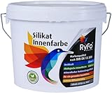 RyFo Colors Silikat Innenfarbe 6l - Mineral-Farbe, Silikatfarbe, Wandfarbe, weiß, Allergiker-geeignet, zertifiziert Deckkraft Klasse 1, Nassabrieb Klasse 1