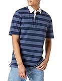 Amazon Essentials Regular-Fit Short-Sleeve Rugby Polo Poloshirt, Indigo/Marineblau, Streifen, XL