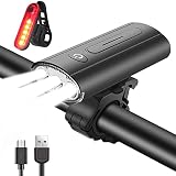 DSMGLSBB Fahrradbeleuchtung Set, USB Wiederaufladbares Fahrradbeleuchtung Set, Vorderes Und Hinteres Superhelles Geführtes Fahrradlicht, Passend Für Alle Fahrräder, Berg, Straß