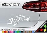 Autoaufkleber Fisch Piranha Tatoo Sticker Hecht Aquarium Forelle JDM 20x11cm in 21 Farb