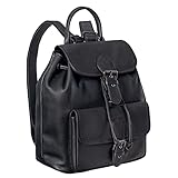 STILORD 'Destiny' Damen Rucksack Modern Leder Vintage Backpack ideal für 13 Zoll Laptops Daypack Elegant Cityrucksack für Shopping Arbeit Reisen Echtleder, Farbe:schw