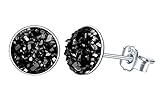 MicLee Rund Damen-Ohrringe 925 Sterling Silber Zirkonia Ohrstecker Sternenhimmel 8mm Ohrringe Ohrhänger mit Geschenkbox Grußkarte, Super Weihnachten Geschenk