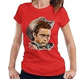 VINTRO James Dean Cowboy Hat Damen T-Shirt Original Portrait von Sidney Maurer professionell bedruckt Gr. XXL,