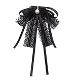 SOIMISS Perle Bogen Brosche Pin Pre Gebunden Krawatte Fliege Spitze Band für Frauen Party Graduation Fliege Revers Pin Anzug Weste Zubehör Schw