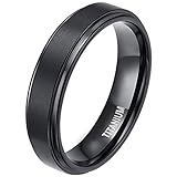 Zakk Ring Herren Damen Titan Verlobungsringe Eheringe Trauringe Schwarz Gebürstet 4mm 6mm 8mm(Schwarz-6mm, 63 (20.1))
