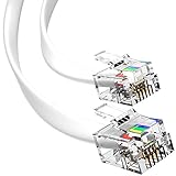 G-Plug RJ11 Kabel, Telefonkabel für Festnetztelefon, Haustelefon Kabel für RJ11-zu-RJ11, Klare Verbindung & Optimale Qualität, Langlebiges Telefon Kabel, 4 Vergoldete Kontaktstifte, Weiß, 3