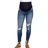 Damen Umstandsmode Umstandsjeans Damen Straight Schwangere Umstandsleggings Festival Stretch Fashion Jeanshose Maternity Schwangerschaftshose Weich Umstandshose Slim Fit Jeans Legging