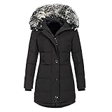 Winterjacke Damen Lang,Damen Regenjacke Wasserdicht Atmungsaktiv Windbreaker Übergangsjacke Lang Gefüttert Regenmantel mit Fleece-Innenfutter Große Größe Regenponcho Fleecejacke Kapuze Winterjack