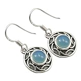 SilverStarJewel 925 Rein Silber 7 x 7 mm Aqua Chalcedon Ohrringe 1,2'4,2 Gramm New