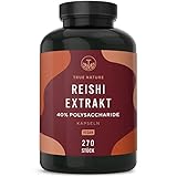 Reishi Pilz Extrakt - 270 Kapseln - 40% bioaktive Polysaccharide - 1500 mg hochdosierte Tagesdosis - Premium: Ganoderma Lucidum Vitalpilz - Vegan, Laborgeprüft & Deutsche Produktion - TRUE NATURE®