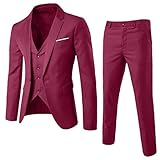 meiyin Regenjacke Herren Anzug Slim 3-Teiler Anzug r Business Hochzeit Jacke Weste & H