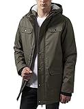 Urban Classics Herren und Jungen Jacke Heavy Cotton Parka mit gefütterter und verstellbarer Kapuze für Herbst und Winter, Olive, Larg