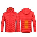 Beheizbare Jacke，Damen Herren Winterjacke USB Elektrische Heizjacke Leicht Bequem Daunenjacke Softshelljacke mit Akku und Abnehmbarer Kapuze Übergangsjacke für Outdoor-Aktivitäten,Skifahren, M