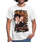 Spreadshirt Harry Potter Ugly Christmas Harry & Ron Männer T-Shirt, 3XL, Weiß