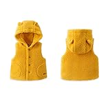 ZANZAN Kinder Winterweste Kinder warme Weste, Fleece Weste für Jungen mädchen Baby Winter Polyester Nette Kapuzen Bequeme ärmellose Jacke warme Kinderweste (Color : Yellow, Größe : 80)
