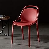 Stuhl Lazy Rückenlehne Restaurant Stuhl, nordischer modischer moderner Stuhl, einfacher dicker Kunststoffstuhl, Heimverhandlung, Schreibtischstuhl, Esszimmerstuhl (Farbe: Rot)