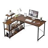 Stehender Laptop-Schreibtisch Ecke PC. Schreibtisch L-förmiges Schreibtisch 47'Einfache Home Office-Schreibtisch-Schreibtisch mit Lagerregalen, rustikal braun und schwarz Eckcomp